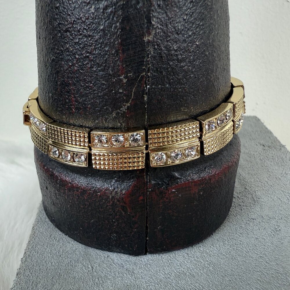 Princess Grace Kelly Mountain Set Bracelet Simulated Diamond & Gold-Tone